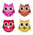 cartoon owls set isolated on white vector image