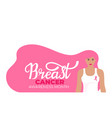 young girl in a white t-shirt with pink ribbon vector image vector image