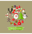christmas ball flat icons set with santa claus vector image vector image