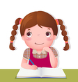 cute girl thinking while working on her school vector image vector image