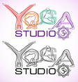 creative logo of yoga studio with womens vector image vector image