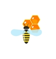 flying bee pollinating wax honeycombs vector image