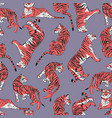 hand drawn tiger seamless pattern big cats vector image vector image
