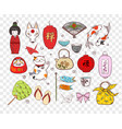 japan colored doodle sketch elements symbols vector image