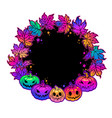 round festive frame of maple leaves and pumpkins vector image