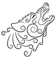 wolf on celtic style howling in celtic vector image