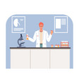 man performs urinalysis in medical laboratory vector image vector image