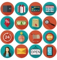 set of flat color icons with long shadows concept vector image