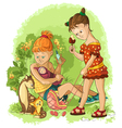 children play with toys mothers and daughters vector image vector image