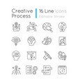 creativity pixel perfect linear icons set vector image