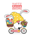 cute easter gnome bunny ears cartoon on pink vector image