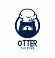 otter chef restaurant kitchen cartoon mascot vector image
