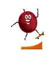 funny plum fruit character on skateboard vector image