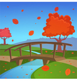 autumn landscape with bridge vector image vector image