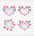 beautiful heart-fireworks set romantic salute vector image