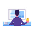 flat blogger man writing new article vector image