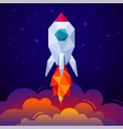 banner with space rocket on blue background vector image