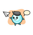 bubble cartoon character throwing paper airplane vector image