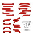 collection of 19 retro ribbons on white background vector image