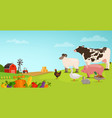 farm landscape with domestic animals countryside vector image vector image