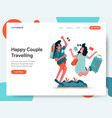happy couple travelling concept vector image vector image