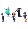 kids in halloween costumes spooky set vector image vector image