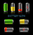 realistic icon set battery level indicators vector image vector image