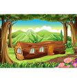 a forest with log house vector image