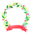 christmas decorative plant with berry and ribbon vector image