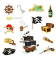 pirate accessories flat icons set vector image