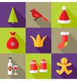 9 christmas flat icons set 6 vector image vector image