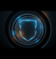 shield template background with blue neon lights vector image