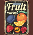organic fruit market vintage sign vector image vector image
