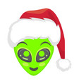alien head in santa hat - cute vector image vector image