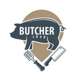 butcher shop logo emblem with pig on white vector image