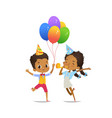 Happy african-american kids with the balloons and Vector Image