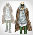 man with skull and beard moustaches vector image vector image