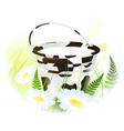 milk bucket at meadow vector image vector image