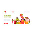 fast food landing people holding junk trash vector image vector image