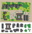 city of a top view from the rooftops trees cars vector image