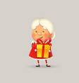 cute and happy mrs claus with gift for you vector image vector image