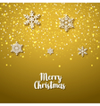 festive golden background with snowflakes xmas vector image