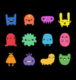 doodle monsters set colorful funny cute kawaii vector image vector image