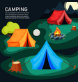 camping background colored outdoor tents on night vector image
