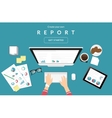 human hands typing on the computer keyboard vector image
