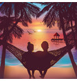 couple in love at beach background on hammock vector image vector image