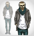man with skull and beard and moustaches vector image vector image