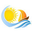 yacht on wave and the sun vector image vector image