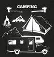 camping or hiking vintage elements on chalkboard vector image vector image