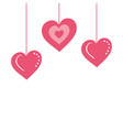 cute hearts hanging decoration isolated icon vector image